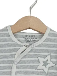 EBi & EBi NatureLine Baby Strampler Einteiler Gr. 50 Grau Gestreift Bio 2