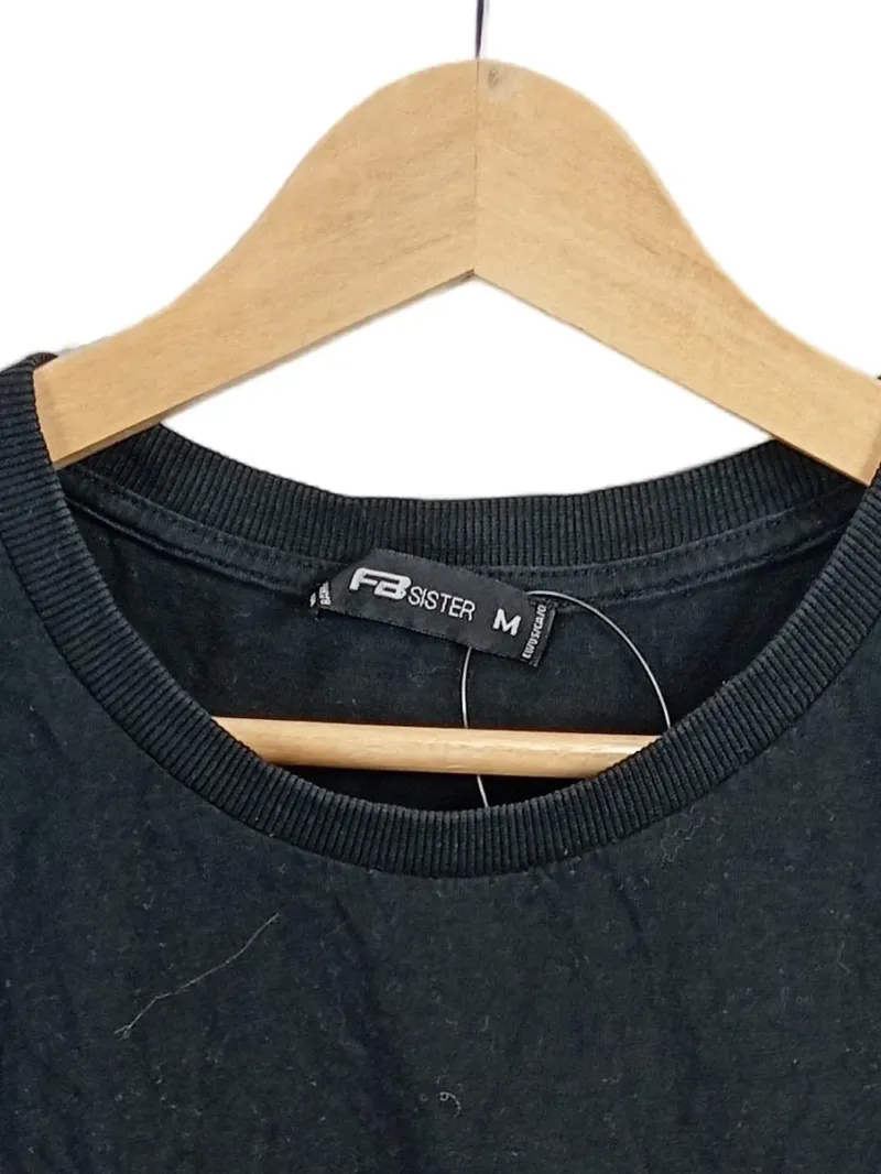 FB SISTER Damen T-Shirt Schwarz Gr. M Girl Squad Streifen Streetwear 3