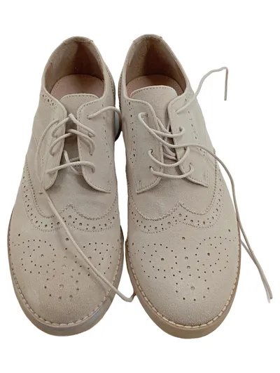 Obsel Damen Schnürschuhe Brogue Oxford Beige Gr. 37 Wildleder-Optik