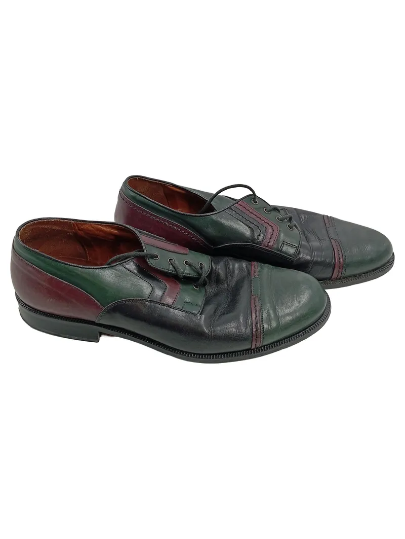 Antinori Herren Schnürschuhe Leder Mehrfarbig Grün Retro Gr. 41 1