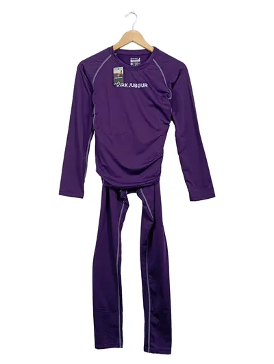 KIRKJUBØUR Funktionsunterwäsche Set Langarm Shirt + Hose Gr. L Lila Ski