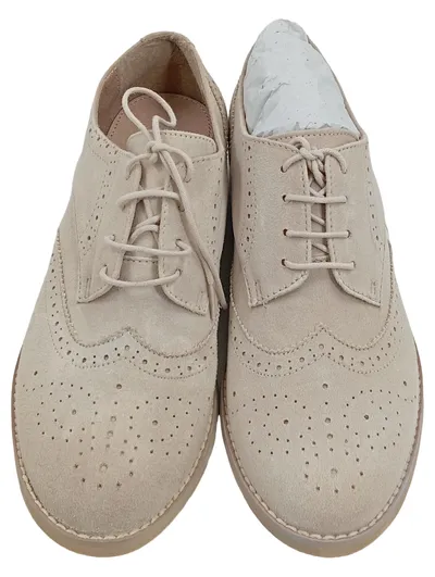 Obsel Damen Schnürschuhe Brogues Beige Wildleder-Optik Größe 37 NEU