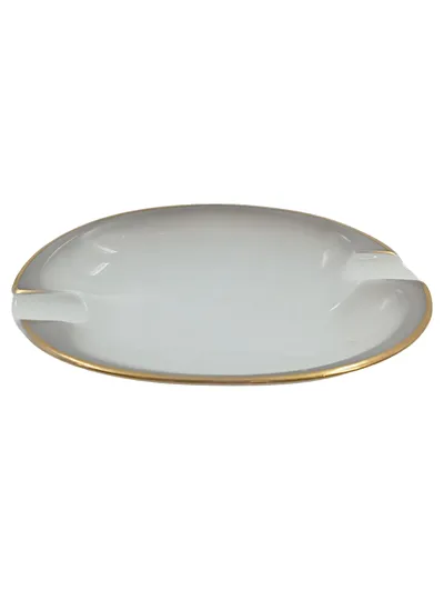 Rosenthal Aschenbecher Porzellan Oval Weiß Goldrand Vintage Germany 3253