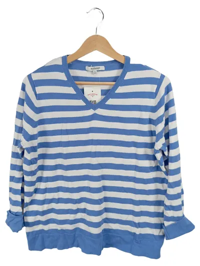 Steilmann Edition Damen Pullover Gr. M 40/42 Blau Weiß Gestreift V-Ausschnitt