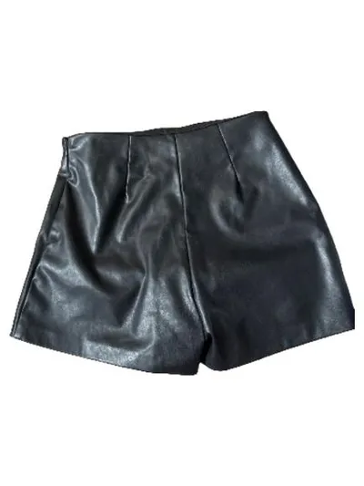 Pull&Bear Hosenrock Damen XS Schwarz Kunstleder Minirock