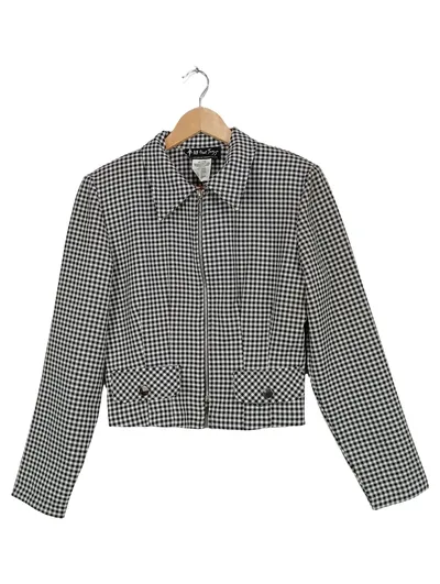 All That Jazz Damen Jacke Gr. 42 kariert schwarz weiß Vintage Reißverschluss