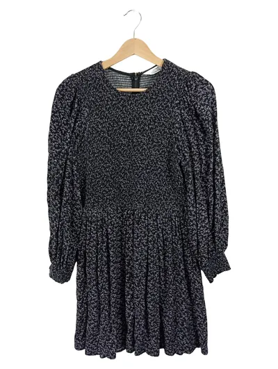 & Other Stories Kleid Damen Gr. 38 Langarm Blumenmuster Schwarz Viskose