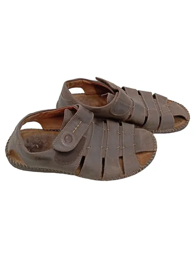 Josef Seibel Herren Sandalen Leder Braun Größe 41 Klettverschluss Komfort