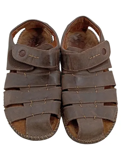 Josef Seibel Herren Sandalen Leder Braun Größe 41 Klettverschluss Komfort