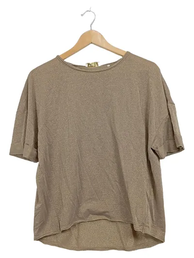 Rich & Royal Damen Shirt Glitzer Metallic Gold Gr. XL Elegant