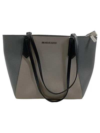 Michael Kors Damen Henkeltasche Tote Bag Grau Beige Leder Elegant