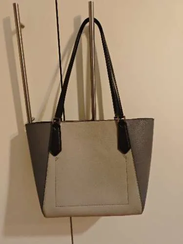 Michael Kors Damen Henkeltasche Tote Bag Grau Beige Leder Elegant