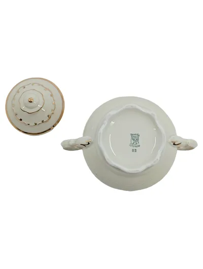 Bavaria Schumann Zuckerdose Porzellan Weiß Gold Vintage Klassisch