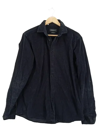 Mey & Edlich Herren Cordhemd Regular Fit Schwarz Gr. XL