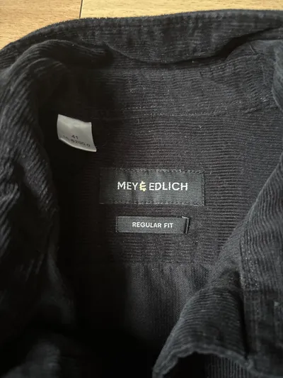 Mey & Edlich Herren Cordhemd Regular Fit Schwarz Gr. XL