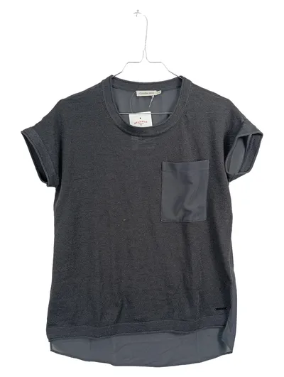 Calvin Klein Jeans Damen Shirt Kurzarm Grau Brusttasche Gr. XS