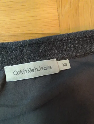 Calvin Klein Jeans Damen Shirt Kurzarm Grau Brusttasche Gr. XS