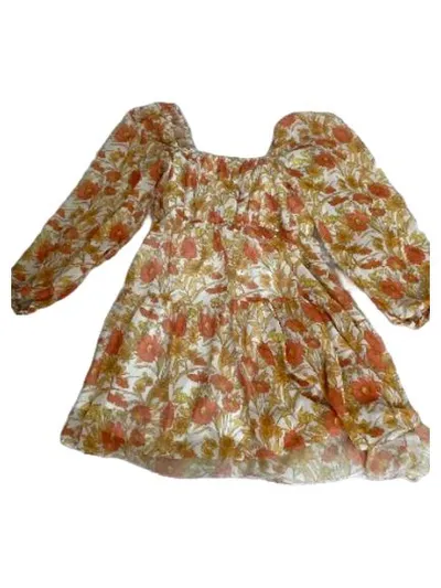 Miss Selfridge Sommerkleid Gr. 34 Blumenmuster Orange Boho Minikleid