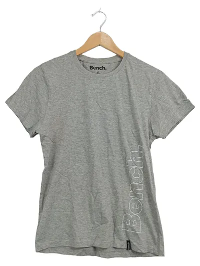 Bench. T-Shirt Herren Grau Logo Print Größe S 100% Baumwolle