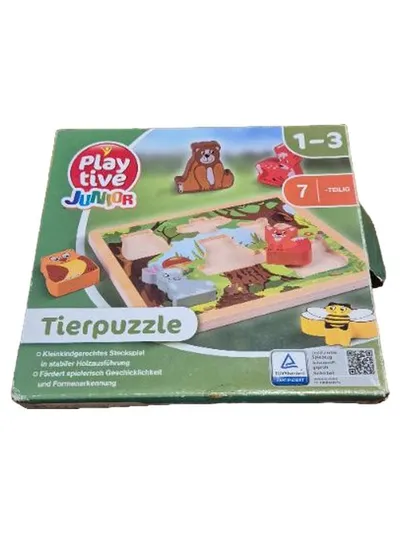 Playtive Junior Tierpuzzle Steckpuzzle Holz 7-teilig 1-3 Jahre