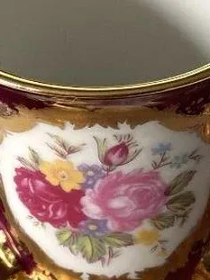 Ohashi China Kaffeetasse Untertasse Porzellan Blumen Gold 1932 Japan