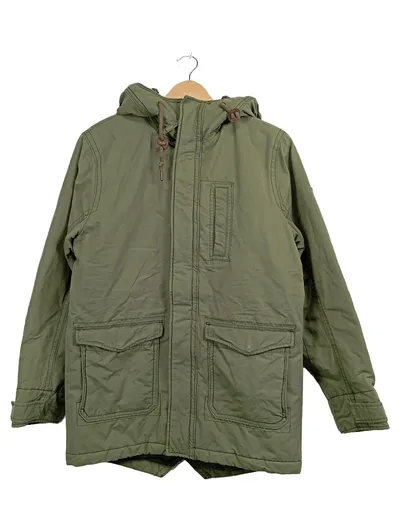 Hollister Herren Parka Jacke Oliv Khaki Gr. S Outdoor Kapuze