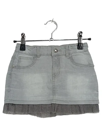 Terranova Mädchen Jeansrock Minirock Glitzer Gr. 116/122 6-7 Jahre Grau Denim