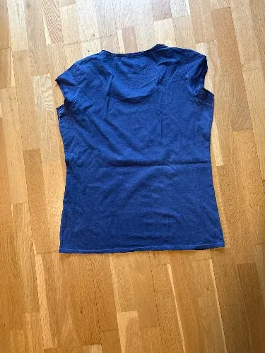 Anne L. Damen T-Shirt Pailletten Blau Gr. M 40/42 Casual Glamourös