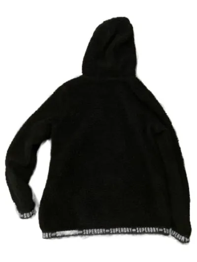 Superdry Damen Fleece Pullover Hoodie Sweatjacke Schwarz Gr. 38, M
