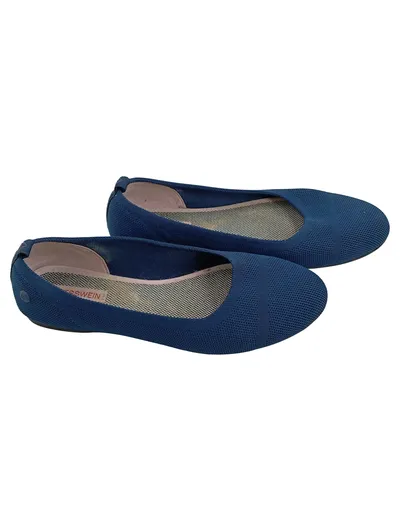 Giesswein Damen Ballerinas Gr. 39 Blau Textil Slip-On Komfort Flats