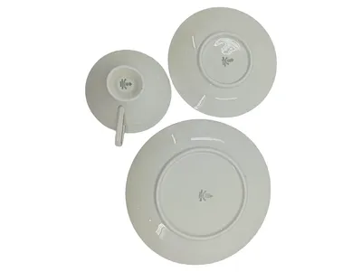 Winterling Sammelgedeck Kaffeetasse Untertasse Kuchenteller Grün Gold
