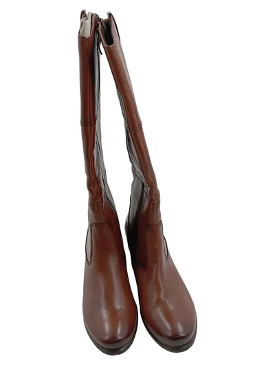Tamaris Damen Leder Stiefel Braun Gr. 40 Kniehohe Stiefel Klassisch