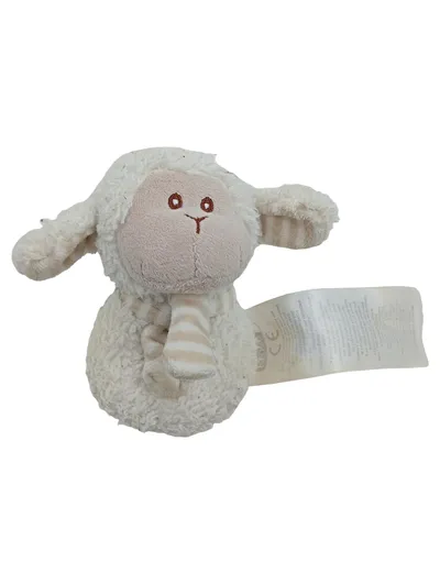Ergobaby Baby Rassel Kuscheltier Schaf Greifling Plüsch Beige Weiß