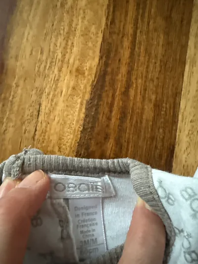 Obaïbi Baby Body Langarm Teddy-Muster Weiß Gr. 60/62 Baumwolle