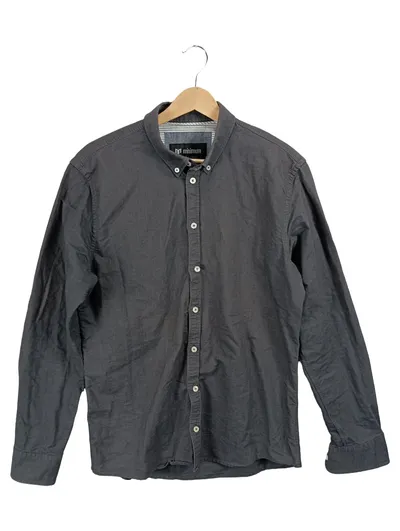minimum Herren Business Hemd Grau Größe L Button-Down Baumwolle