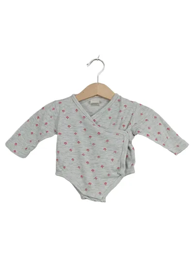 ALANA Baby Wickelbody Langarm Pilz-Muster Gr. 50/56 Grau Baumwolle