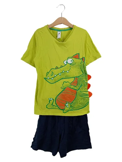 Palomino Kinder Schlafanzug Pyjama Set Krokodil Gr. 140 Grün Kurzarm