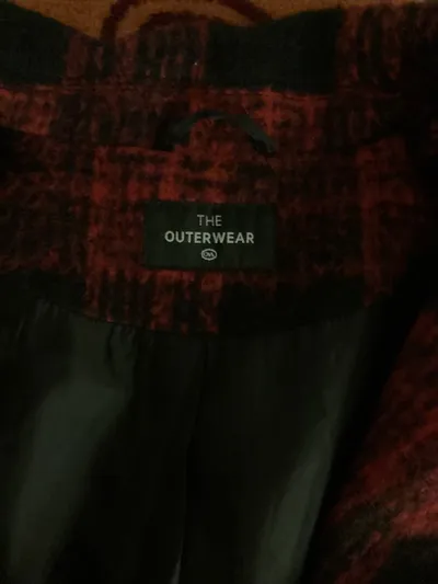 C&A Damen Wollmantel Kariert Rot Schwarz Oversized Gr. 42 XL The Outerwear