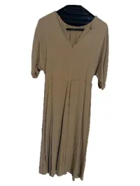 Anna Field Damen Sommerkleid Beige Gr. XS Viskose Midi Casual 3