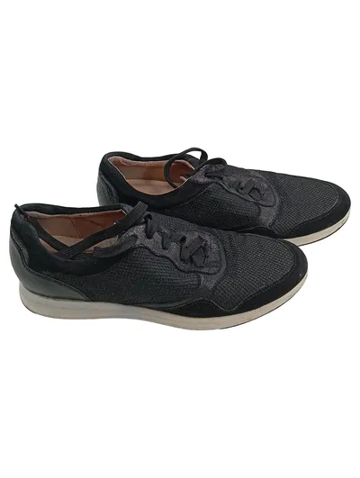 Tamaris Damen Sneaker Low Schwarz Metallic Gr. 39 Textil Schnürschuh