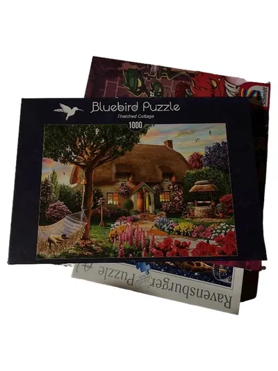Bluebird Puzzle 1000 Teile Cottage Landschaft Haus Blumen Garten