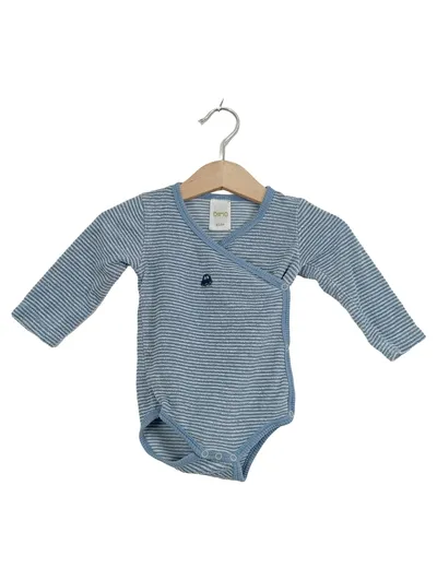 DIMO Organic Baby Wickelbody Langarm gestreift Blau Gr. 62/68