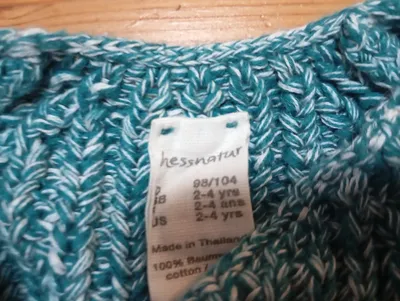 hessnatur Strickjacke Kinder Gr. 98 Petrol Meliert 100% Baumwolle
