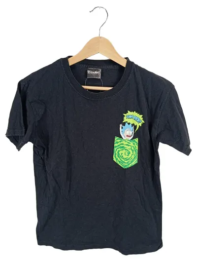 Rick and Morty Fanshirt Tiny Rick Portal Pocket T-Shirt Schwarz Gr. S