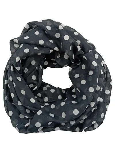 Strange Damen Halstuch Schal Schwarz Weiß Polka Dot Loop Tuch 100x78cm
