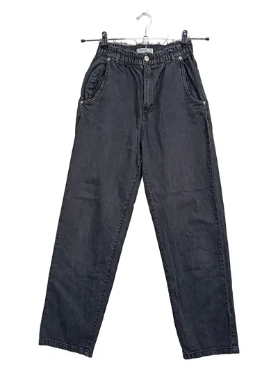 Pull&Bear High Waist Jeans Damen Paperbag Schwarz Größe M W30