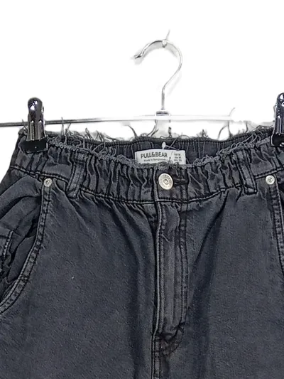 Pull&Bear High Waist Jeans Damen Paperbag Schwarz Größe M W30