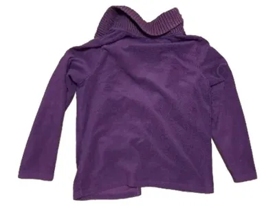 Lands' End Damen Fleecejacke Lila Gr. L Reißverschluss Strickkragen
