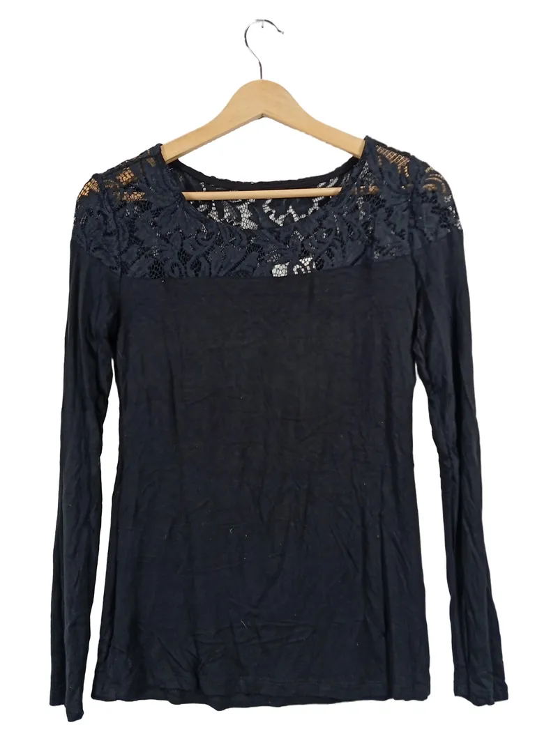 Black Premium by EMP Damen Langarmshirt Spitze Schwarz Gr. M Feminin 1