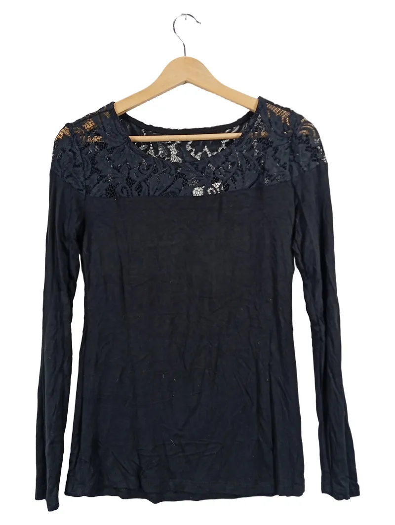 Black Premium by EMP Damen Langarmshirt Spitze Schwarz Gr. M Feminin 2